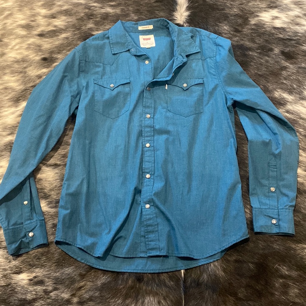 Levi’s Teal Standard fit Pearl Snap Shirt